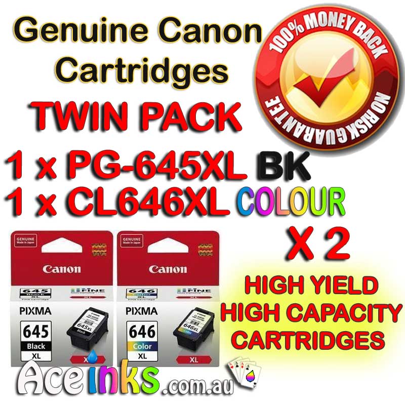 Twin Pack Combo GENUINE ORIGINAL CANON PG-645XL BK CL-646XL C